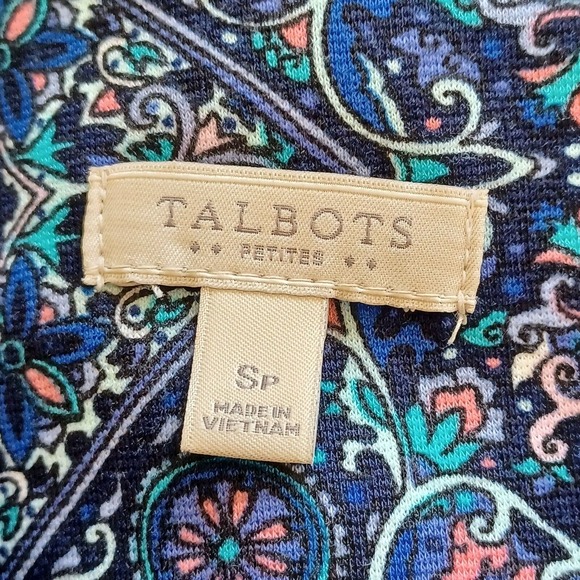 Talbots Petites Size Small Knit Sheath Dress Tile Print Sleeveless Zip Back - Picture 5 of 7